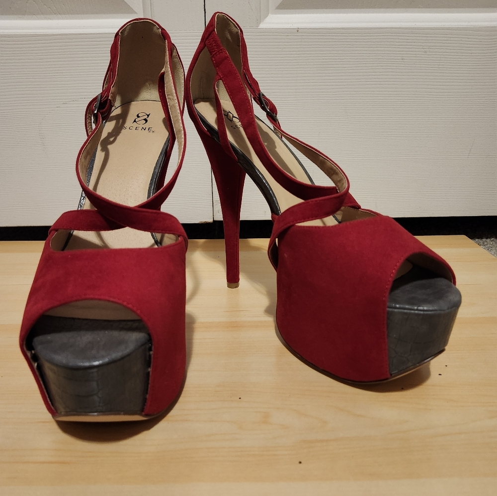 Scene Weaver open toe heels